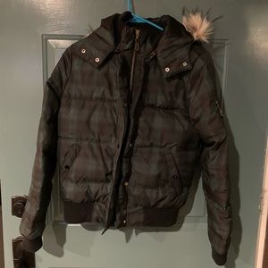 Black and green plaid American Eagle coat